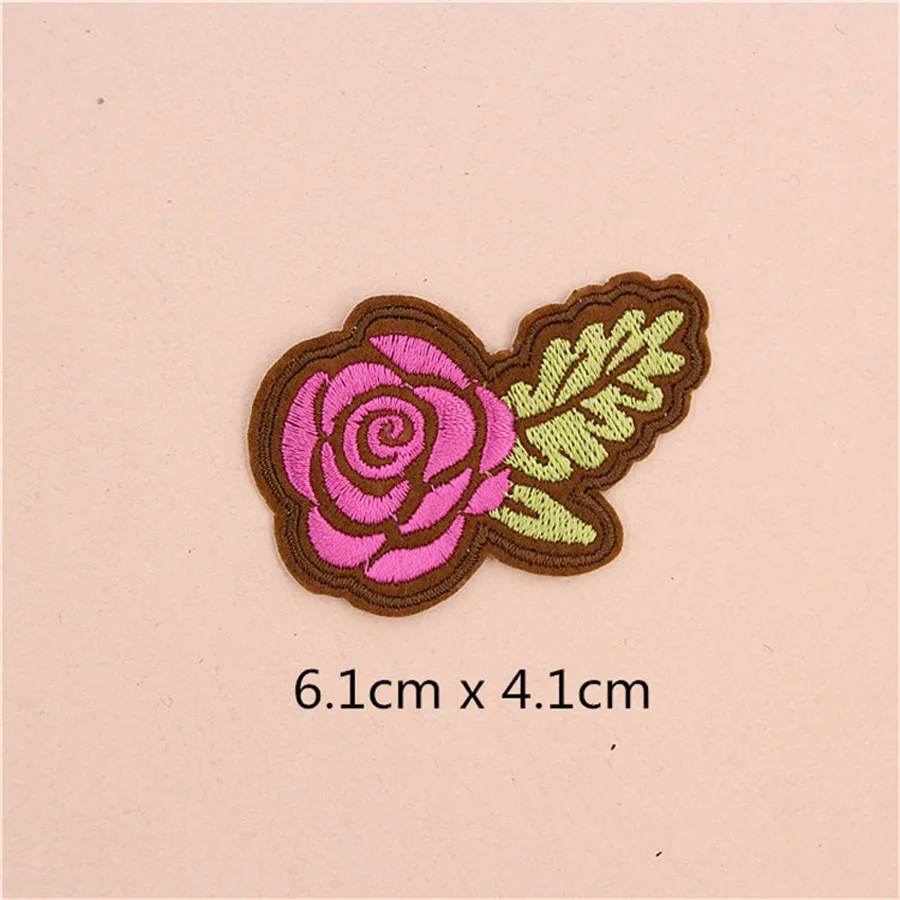 1X tessuto ricamato fiore rosa Patch vestiti adesivi borsa cucire ferro su Applique abbigliamento fai da te cucito accessori di abbigliamento BU114