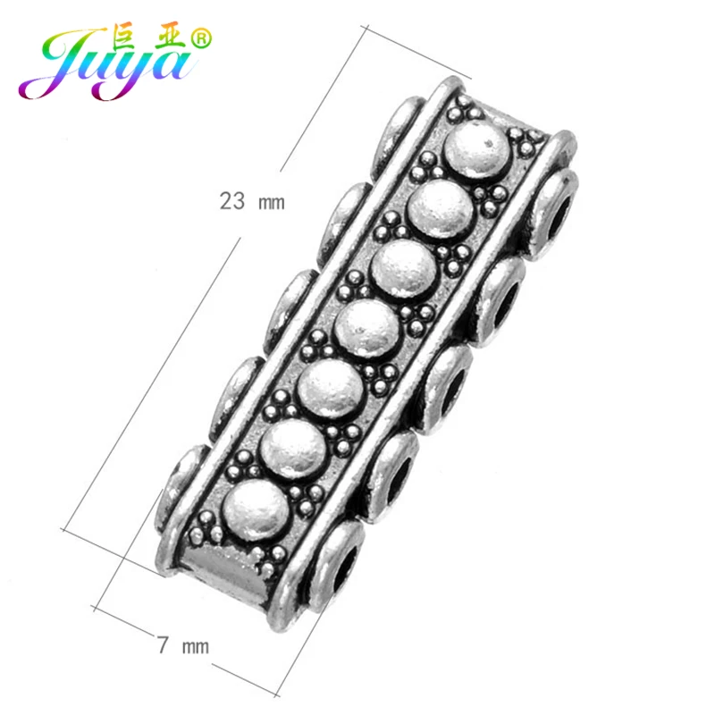 Juya 10Pcs/Lot Antique Silver Plated Jewelry Components 5 Holes Separator Spacers For DIY Natural Stones Beadwork Jewelry Making