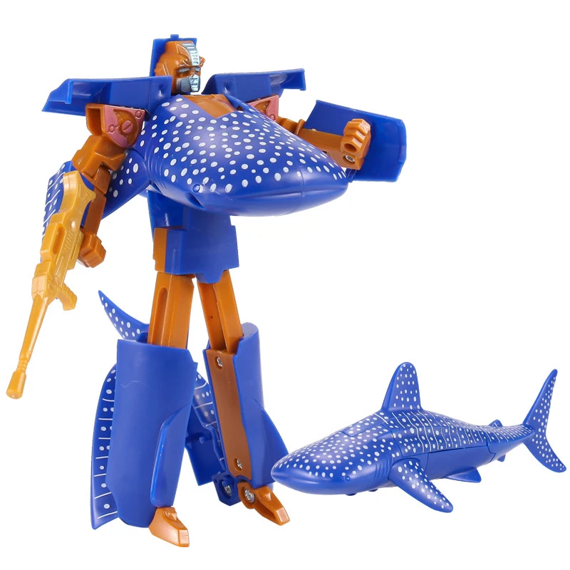 Robot de transformation de la vie marine pour enfants, jouets d'épaulard, DolDave, grand requin blanc, déformation en plastique, figurine d'action pour garçons