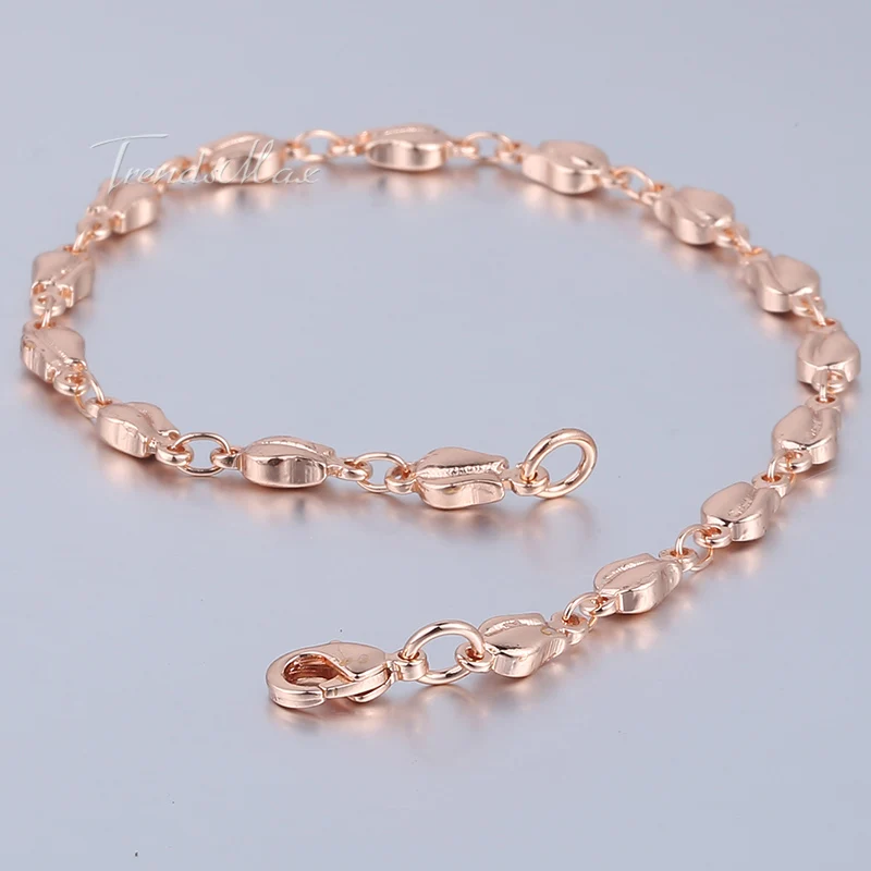 585 Rose Gold Color Womens Bracelet Chain Tulip Bud Bead Beaded Link 4mm 18cm 20cm 23cm GB394