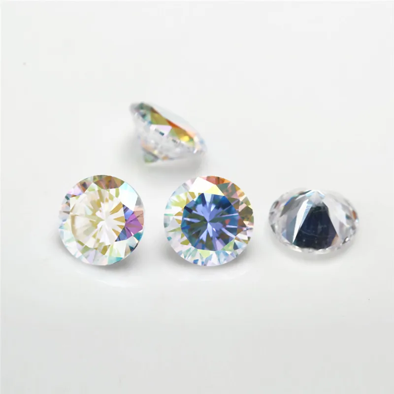 Size 1.0~10mm  Round Shape Multicolor Cubic Zirconia Stone Loose Plating AB Color CZ Synthetic Gems