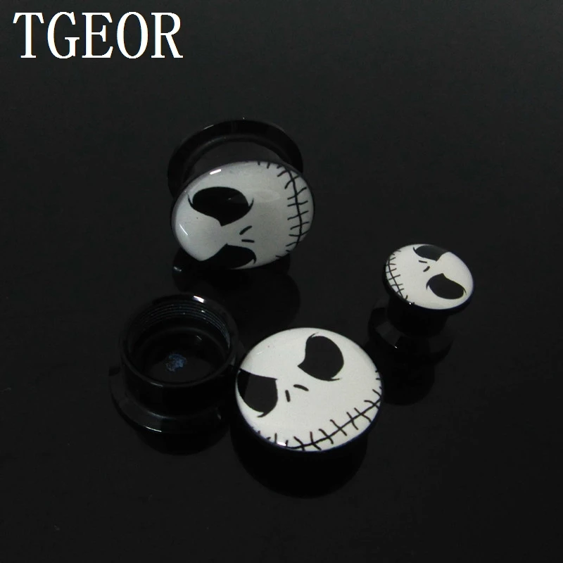 1 pair ear tunnels Nightmare Before Christmas internally thread acrylic ear Flesh Tunnel NEW ARRIVAL