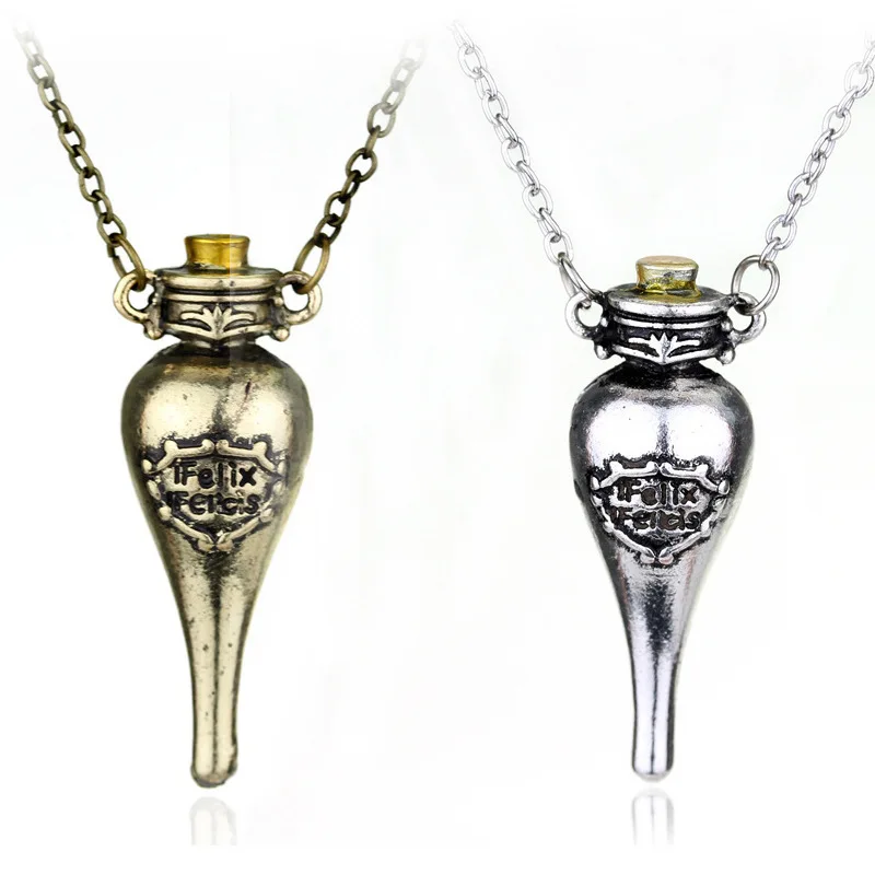 Medicine Bottle Necklace Wizard Poison Bottle Pendant Neclace Halloween Cosplay Accessory Holiday Birthday Gift Sivler Gold