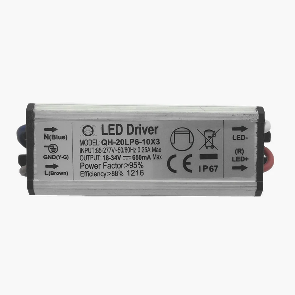 

2pcs Waterproof Power Supply AC 110 220V LED Driver 6-10X3W 20W 650mA for 20w High power led chip light