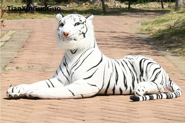 large 85cm white prone tiger plush toy artificial tiger soft doll throw pillow birthday gift b2739