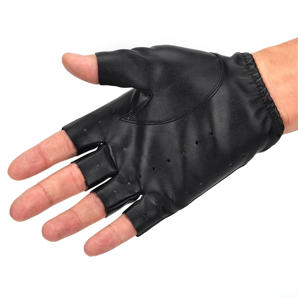 Gants sans doigts en cuir PU pour femmes et hommes, gants punk à la mode, demi-doigt unisexe, conduite, noir, solide, femme, 1 paire