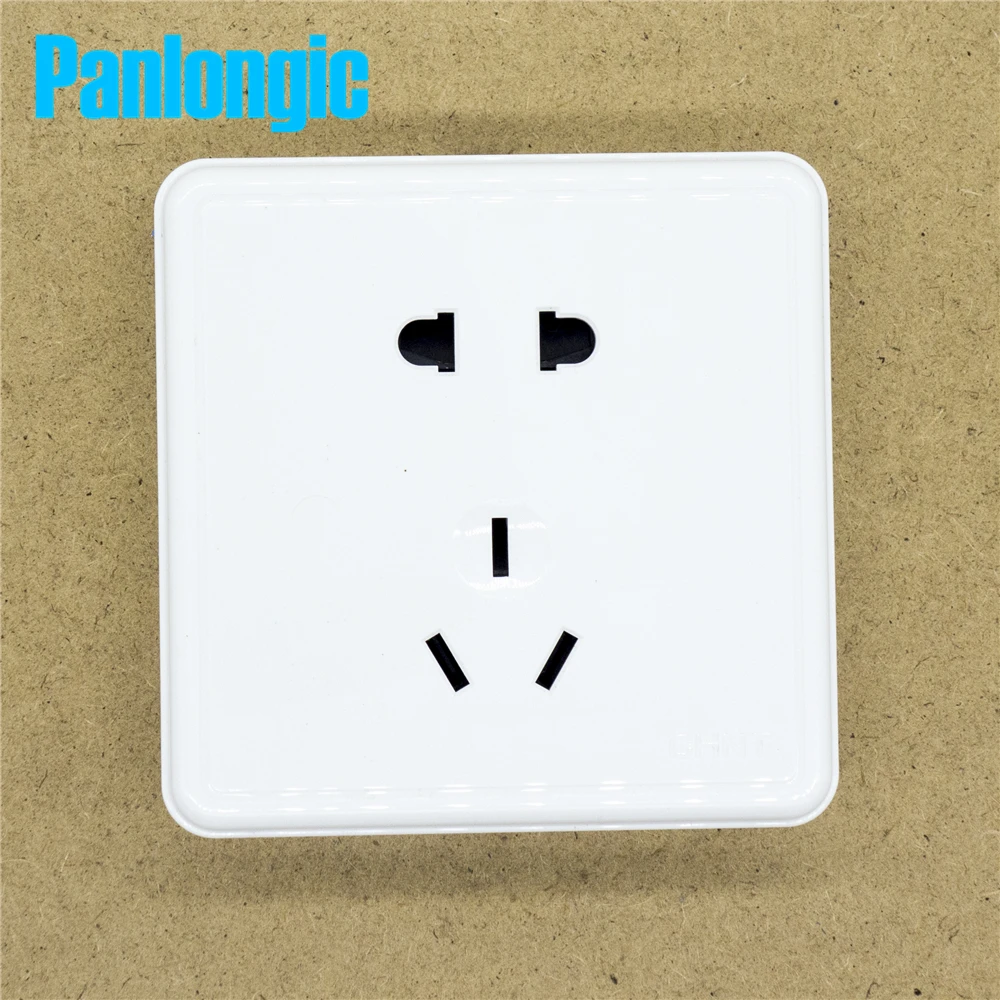 Surface Mounted Pure White 86 Type Wall Socket Panel 5-Pins Outlet Electric 10A Electrical Plugs Sockets 2 Holes And 3 Holes