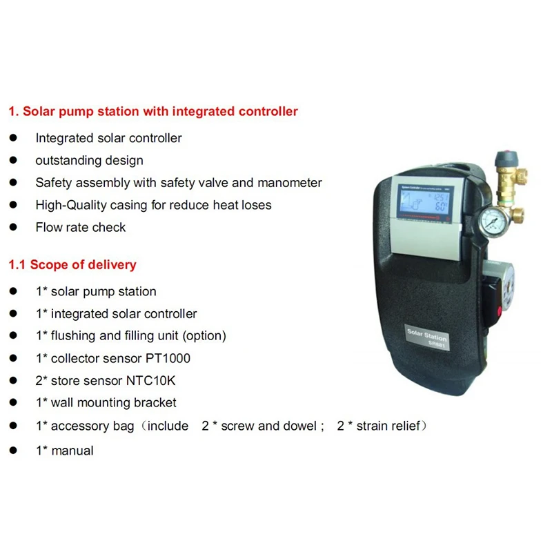 Solar Pump Station/solar working station SR881 for solar water heating system,EPP Cover Environmental Material