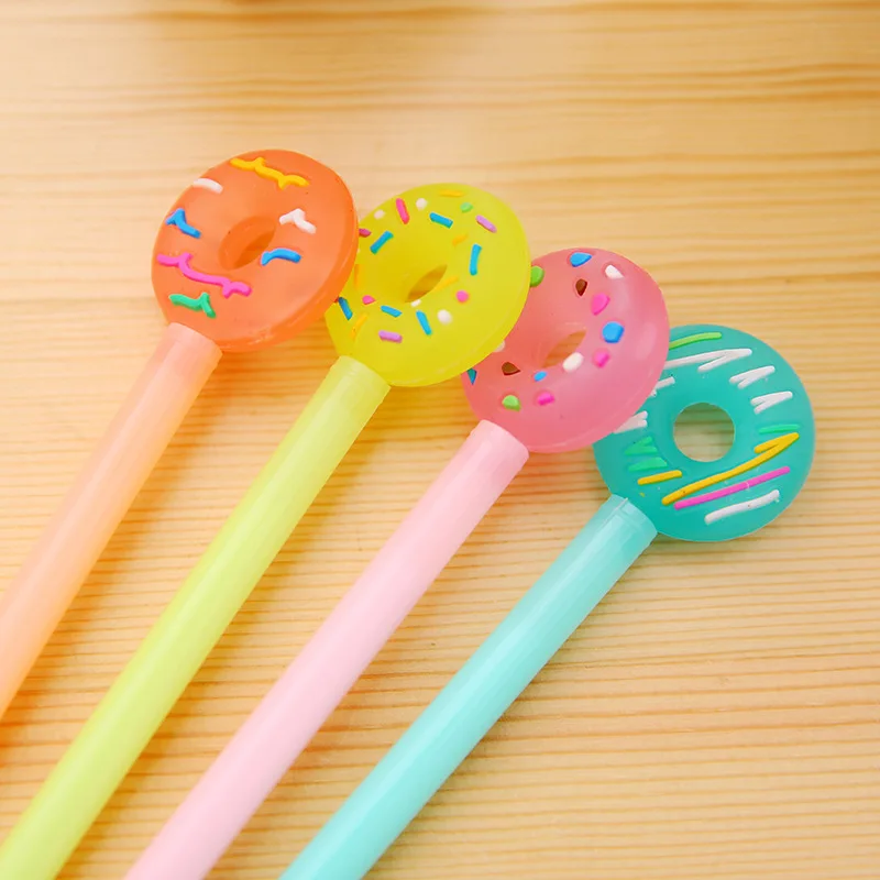 24 Pcs Stationery Korean Creative Lollipop Doughnut Candy Neutral Pen Student Office Stationery School Office Supplies Wholesale