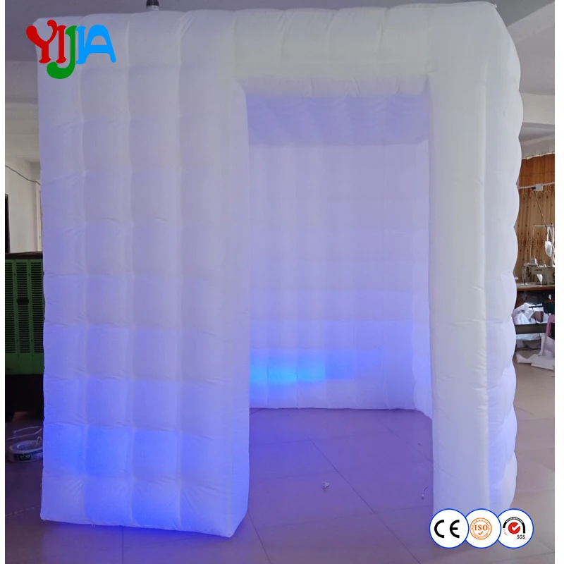 Hot sale LED strips portable photo booth white inflatable photo booth cabin for your photobooth wedding party outside or inside