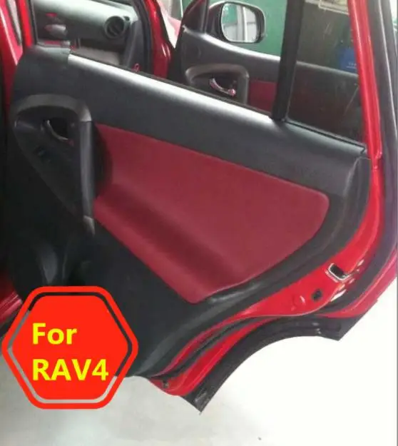 4PCS Microfiber Front / Rear Door Panel Armrest Leather Cover For Toyota RAV4  2006 2007 2008 2009 2010 2011 2012 Car Interior