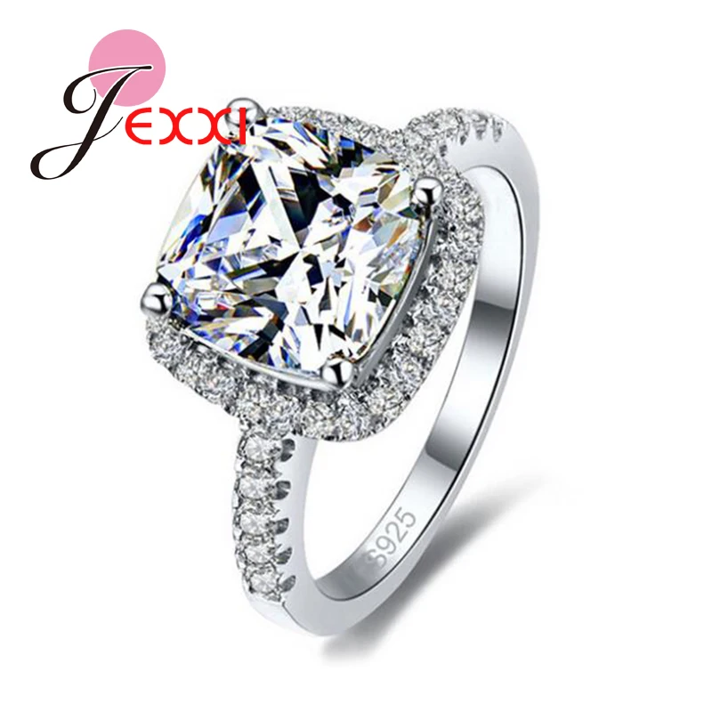 Luxury 925 Sterling Silver Wedding Engagement Rings Stone Cubic Zirconia Jewelry For Bridal Ring Jewelry