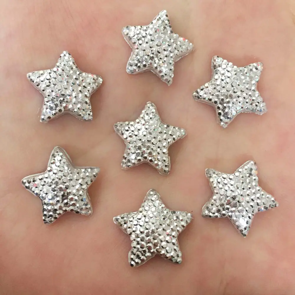 Size 16mm / 30mm Resin Shiny silver star Flat back stone gem scrapbook DIY Wedding applique ornament Crafts SF565-566