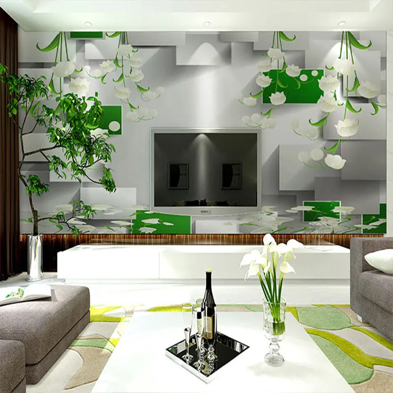 

beibehang white floral wallpaper home decor murals wallcovering papel de parede 3d TV background 3d room wallpaper landscape