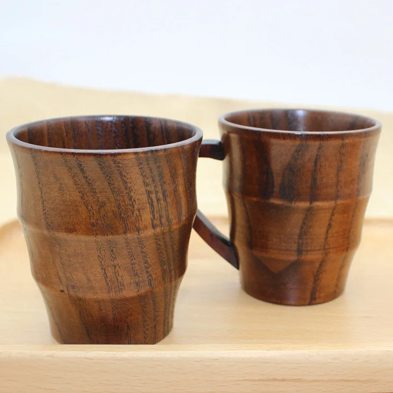 20pcs Simple Natural Eco-friendly Wooden Water Beer Cup Tea/Milk/Breakfast Coffee Teacup Jujube Wood Vintage Tableware ZA5166