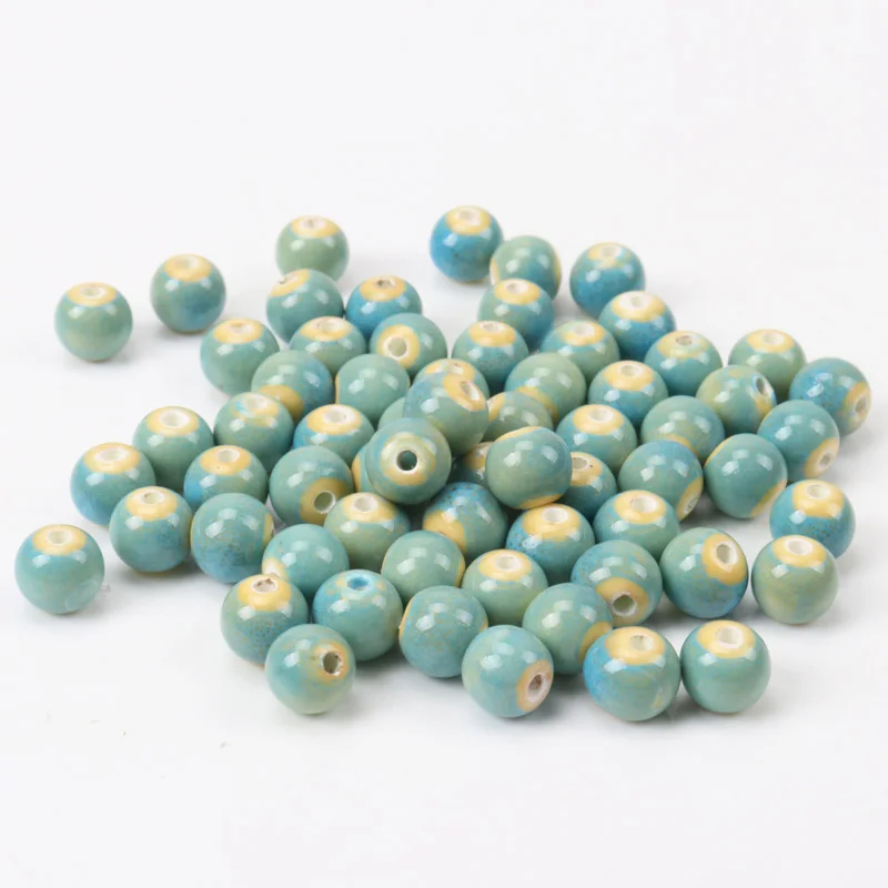 Green Porcelain Material Ceramic Round Beads Spacer Beads For Decoration Jewelry Handmade Accessories 9mm 20pcs
