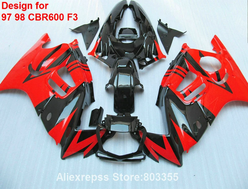 Hot sale Fairings CBR600F3 97 98 for HONDA ( red painted ) fairings cbr 600 1997 1998 xl37