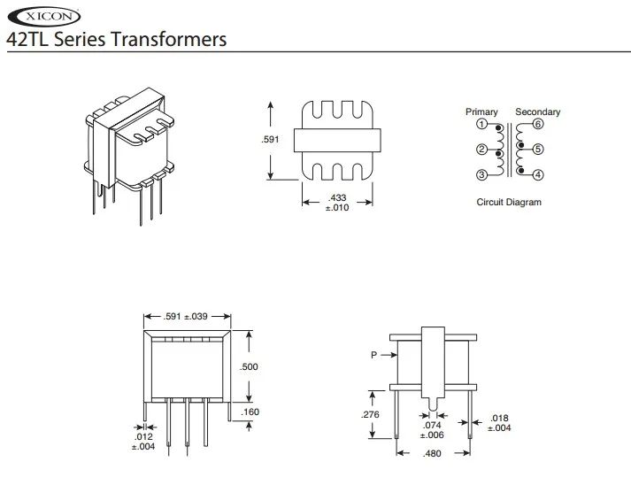 Original new 100% 42TL016-RC 600:600 1CT:1CT digital audio signal isolated audio transformer with tap