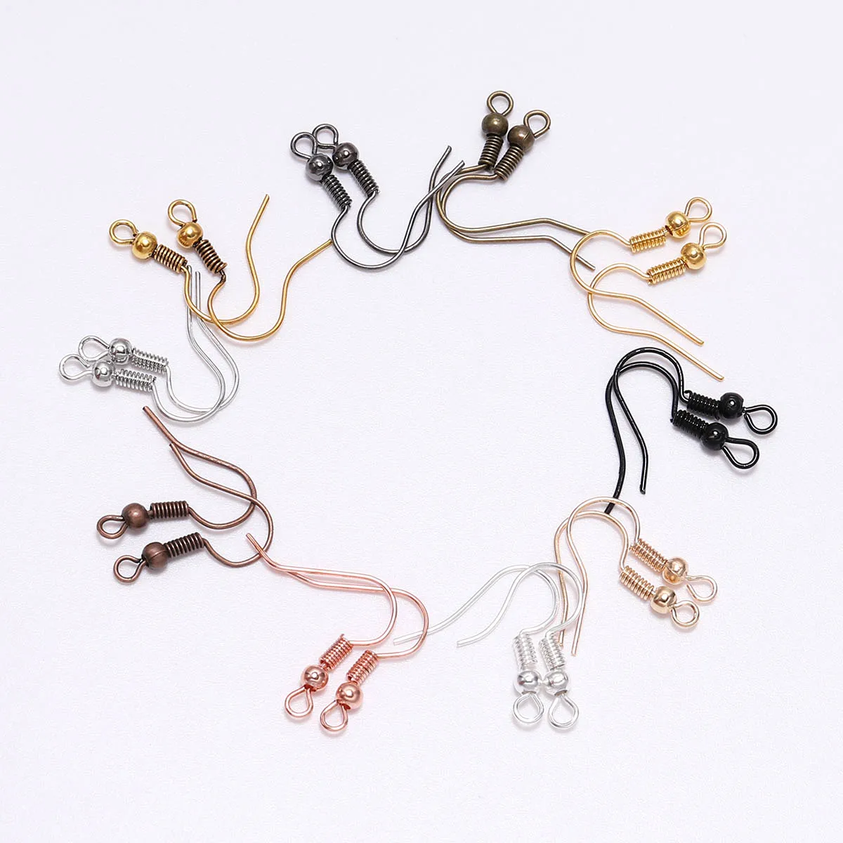 100pcs/lot 20*17mm 10 Color Iron Bead Charms Earring Wires With Ear Hook Earrings Clasp Findings Supplies For Jewelry Making DIY