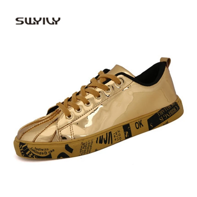 SWYIVY Unisex Sneakers Mirror PU Shell Head Skateboarding Shoes Men's Women 2018 Autumn Plus Size 36-46 Light Weight Sport Shoes