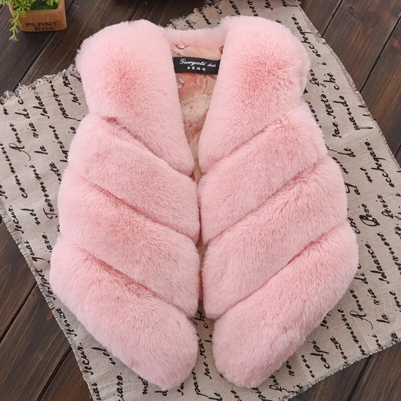 

New Faux Fur Girls Vest Coats Solid Baby Girls Fur Vests Winter Warm Coat Children's Waistcoat Kids Outerwear Coat Girl Clothes