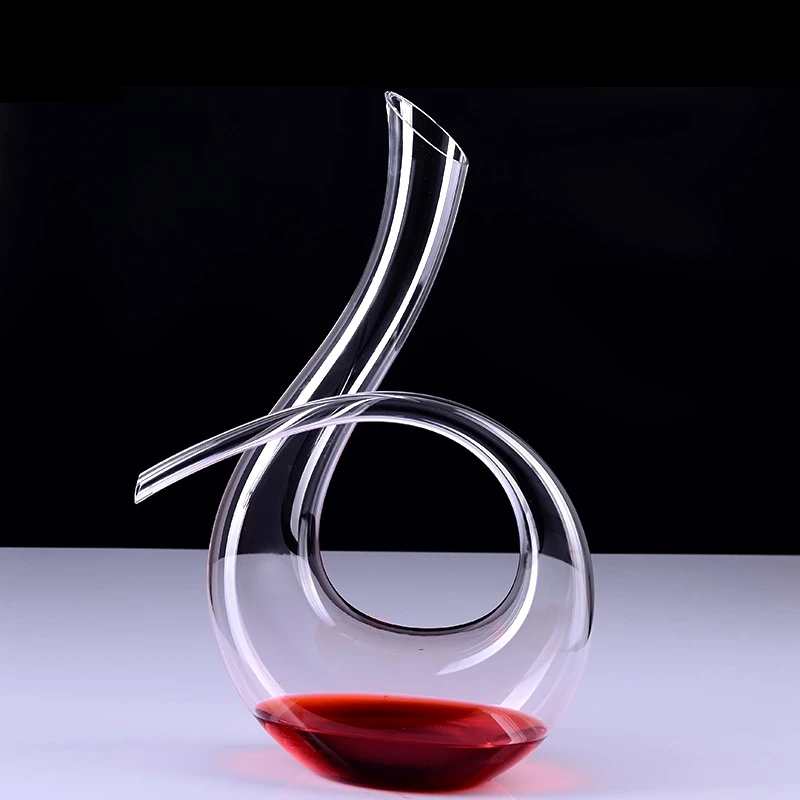 1500ML Crystal Glass Horn Shape Decanter Handmade Curve Wine Serving Aerator Flask Drinkware Bar Essentials Decor Accessories