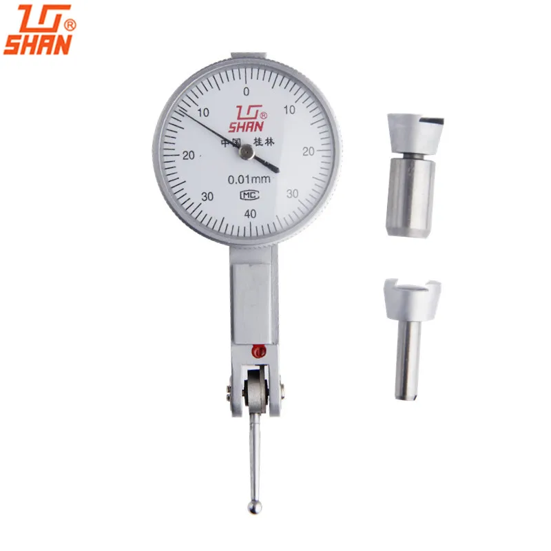 SHAN Dial Indicator 0-0.8mm/0.01 Aluminum Body Dial Test Gauge Measuring Tools