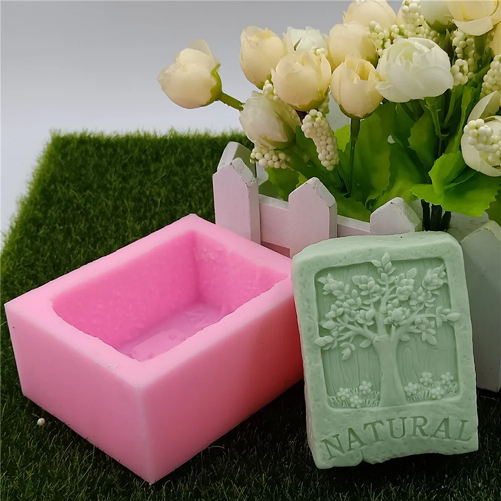 Tree Design Soap Mold Rectangle Silicone Mold for Natural Soap Bar Food Grade Silicone Molds DIY Handcrafted Soap Making Mould