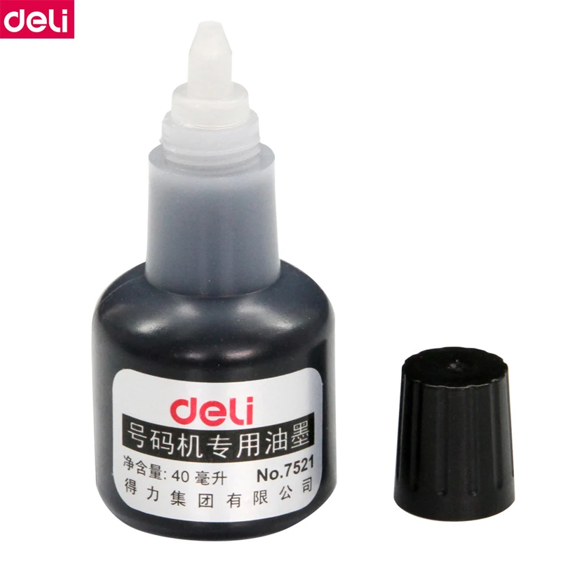 5 Bottles/Lot Deli 7521 40ml Bottle Numbering Machine Ink Re-manufactured Ink for Numbering Date Code Machine