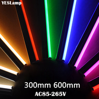 LED Tube T5 Lamp 110V 220V 230V 240V  With switch Tube 30cm 60cm 6W 10W LED Wall Lamp Warm Cold White Red blue pink green