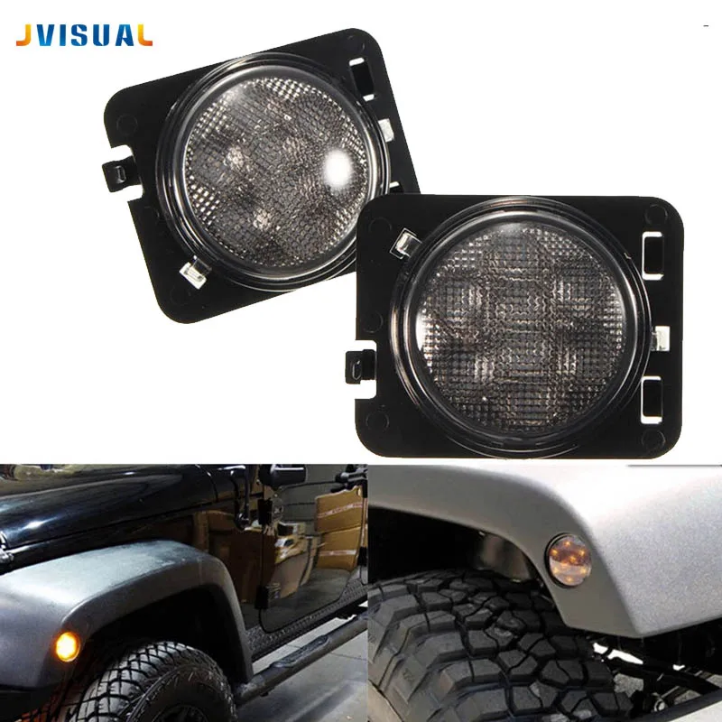 2Pcs 8 LED SMD Light Front Fender Flares Turn Signal Light For Jeep Wrangler JK 07-15 LED Side Marker Parking Lamp