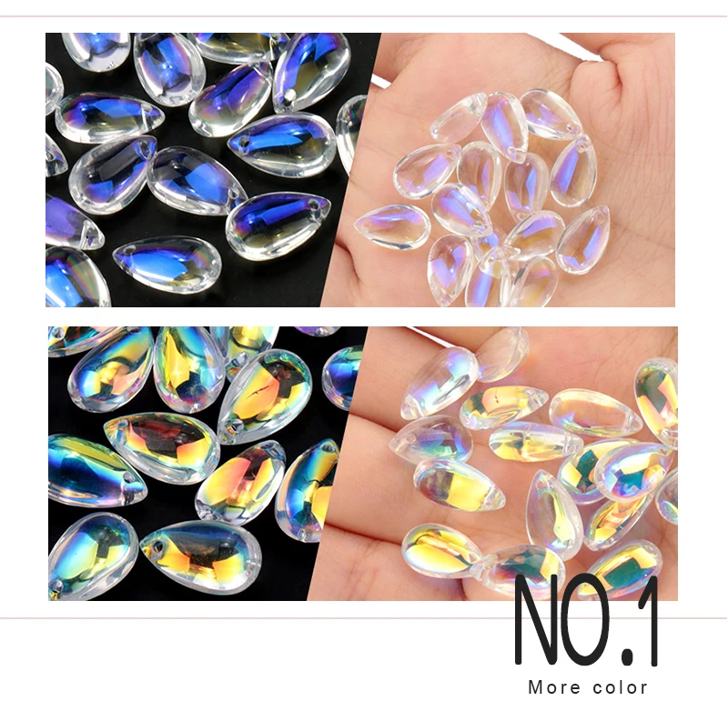 28/56PCS 8x14mm Luxus Kristall Wasser Tropfen Perlen Glänzende AB Farbe Glas Perlen für DIY Schmuck Machen Armband Halskette Lose Perlen – Detail 8