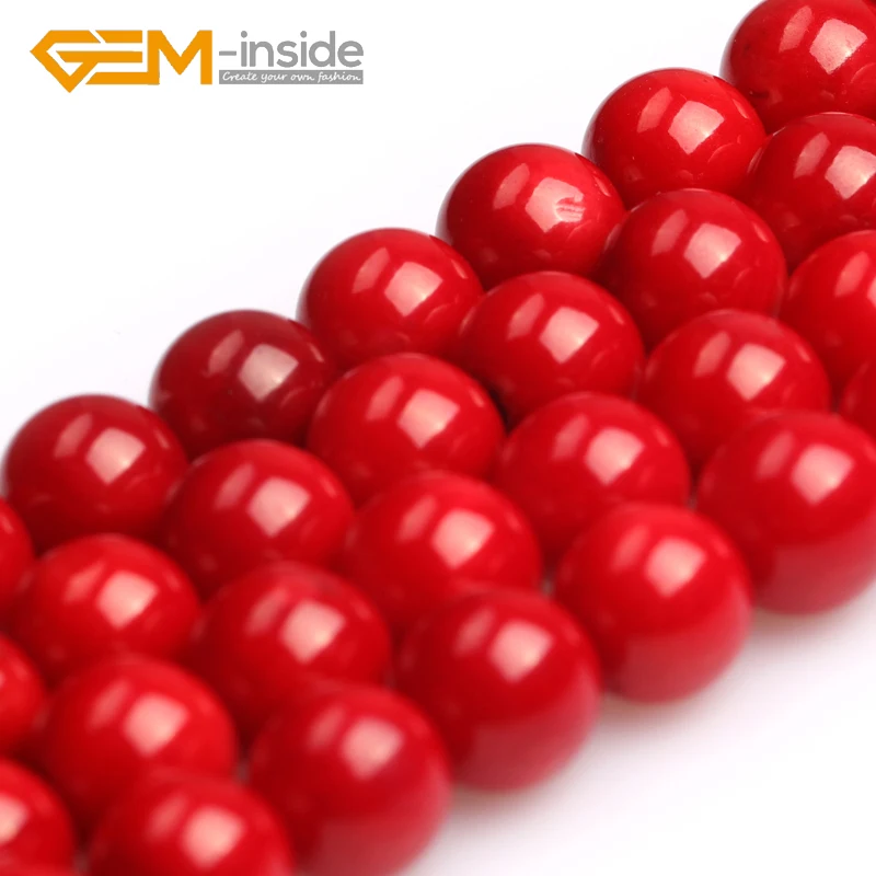 Round Dyed Red Coral Beads A Grade: 4mm to 11mm  DIY Loose Beads For Jewelry Making Bead Strand 15 Inches Wholesale