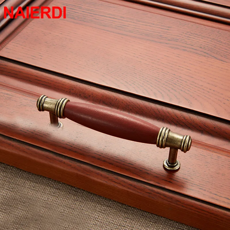 NAIERDI Antique Bronze Ceramic White Cabinet Handles Zinc Alloy Drawer knobs Wardrobe Door Handle European Furniture Hardware