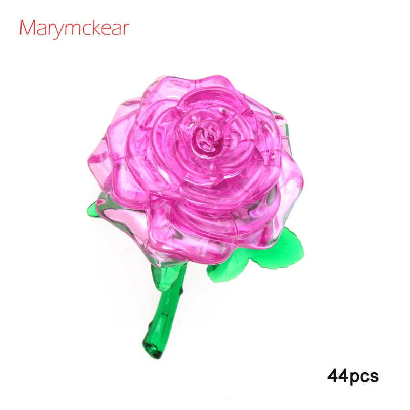 Beautiful Craft Toy Flower Puzzle Rose Puzzle 3D Crystal Puzzle Toys Educational Toys in 4 Colors Kids Art Little Crystal Bricks