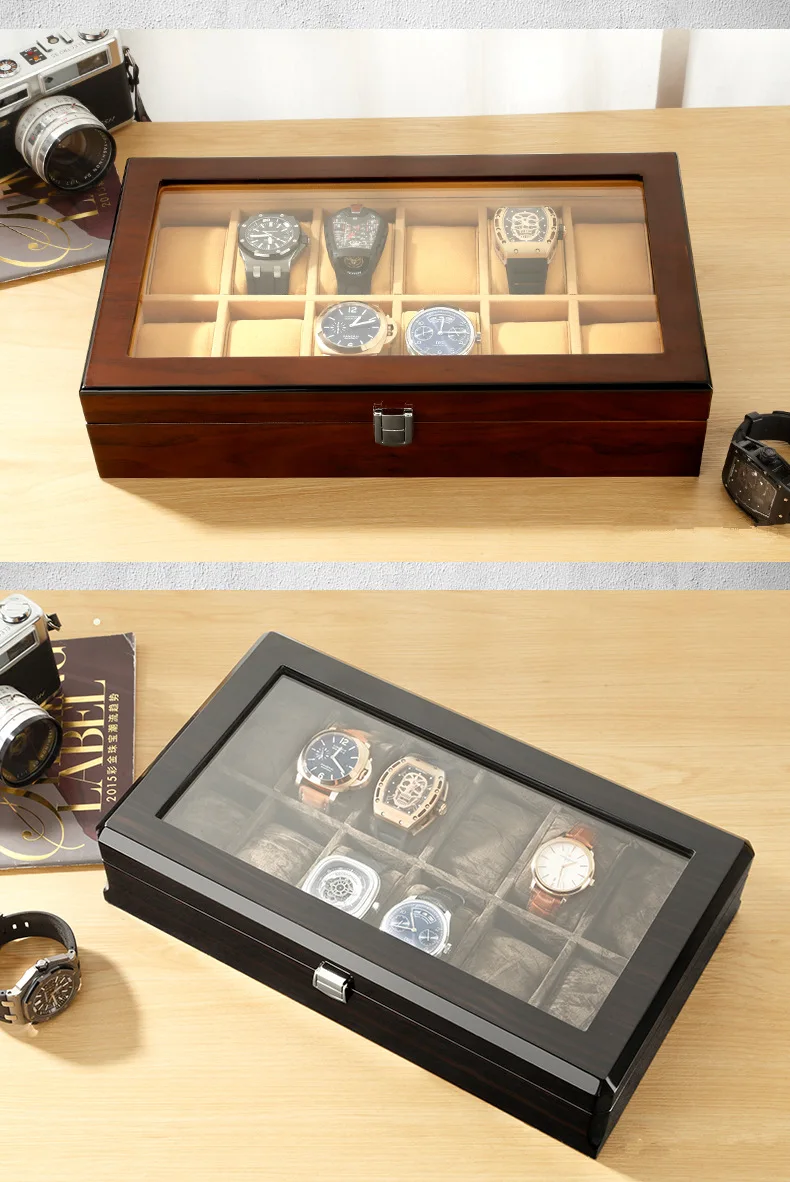 YAB 3/6/12 Slots Wood Watch Box Organizer Quality Watch Box For Men Fashion Watch Collection Box New Gift Boxes