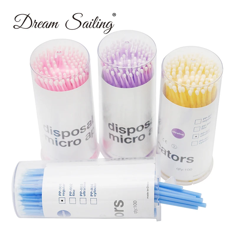 100 PCS / Lot 3 Sizes Disposable Applicators Cotton Swab for False Eyelash Extension Glue Cleaning Brush Stick Makeup Tools Kit