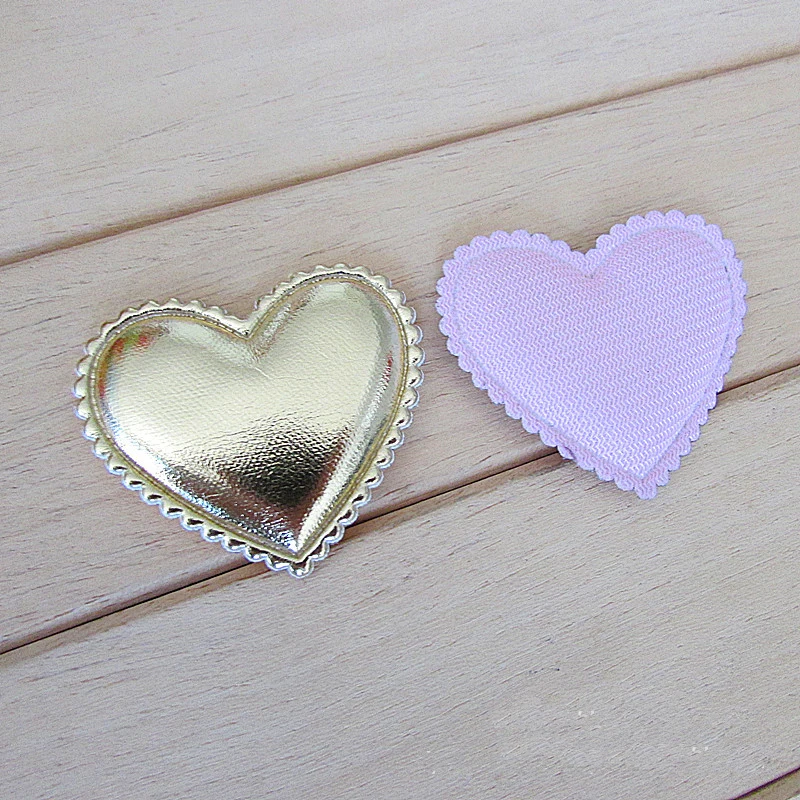 30pc/5x4.5cm DIY PU Heart Padded Applique for Baby Headwear Accessories and Garment Accessories