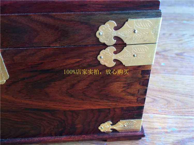 Copper-clad red wood jewelry box / mahogany plain jewelery collection box tenon mirror box Double King