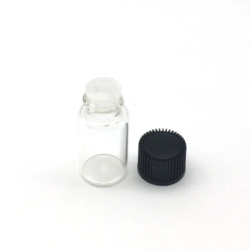 5pcs 3ml Small Clear Glass Bottle with No Hole Screw Cap Mini Essential Oil Perfume Sample Vials