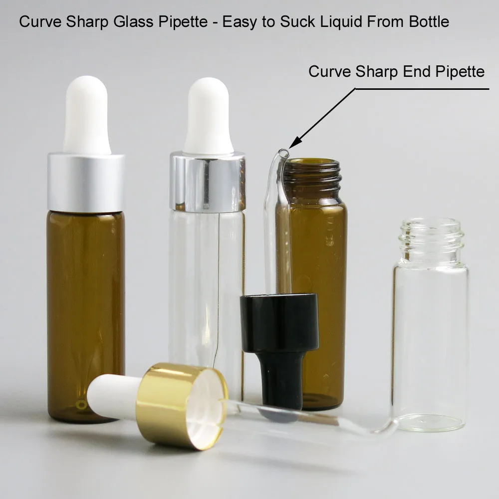 300 x Travel Empty 10ml 15ml Portable Glass Essential Oil Drop Bottle 1/2oz Glass E-liquid Dropper Vials Container