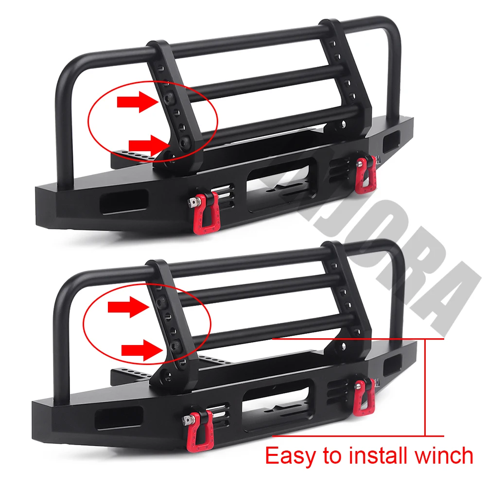 INJORA Adjustable Metal Front Bumper for 1/10 RC Crawler TRX4 Defender Axial SCX10 SCX10 II 90046 90047