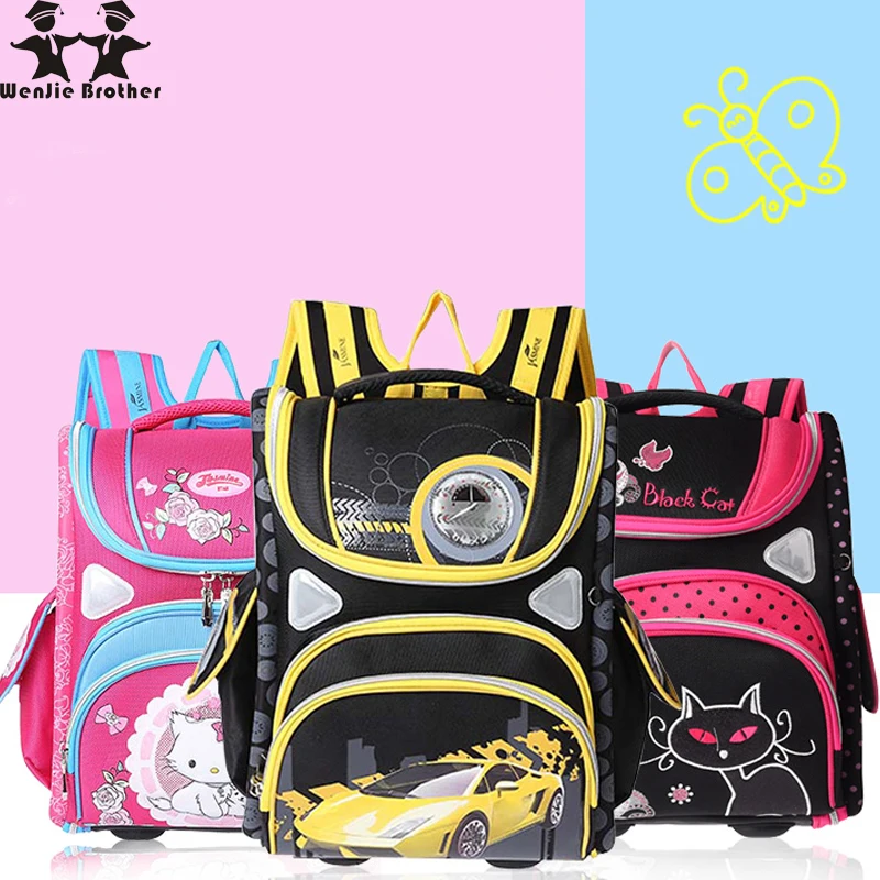 New quality children\'s Backpack folded school backpack orthopedic Children School Bags mochila infantil for boys and girls