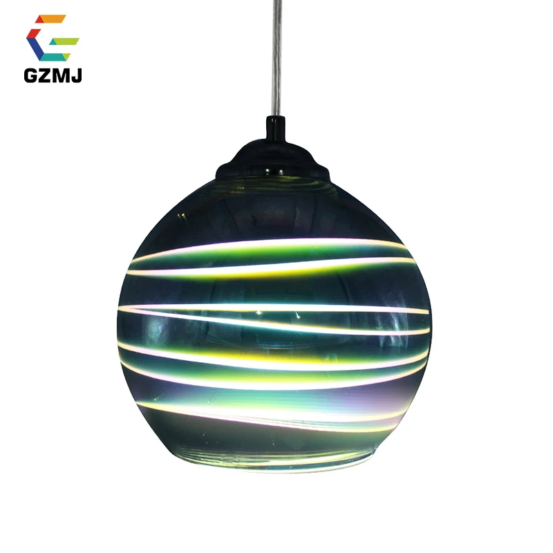 

GZMJ Novelty LED Hanging Lamp 3D Colorful Streak Glass Pendant Lights E27 Modern Hanglamp for Bedroom Dining Room Living Room