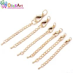 OlingArt 10/12/14/15/18/21MM 12 Cái/lốc Mạ KC Vàng Dây Làm vòng Tay Tôm Hùm Khóa Nối Dài Dây Chuyền Đuôi Trang Sức Làm