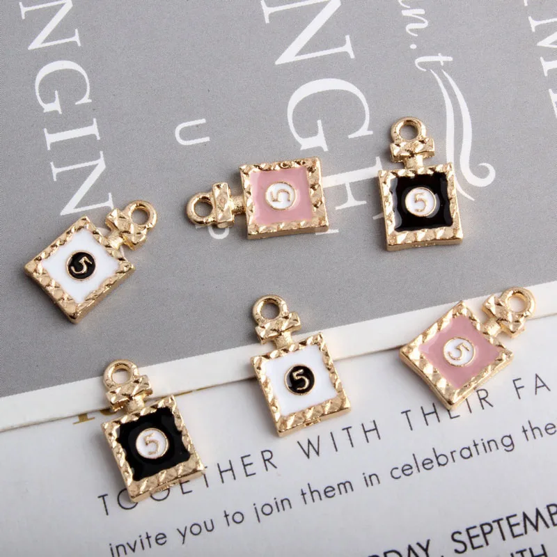 10 Stks/partij Olie Drop Parfumflesje Charms Metalen Hangers Earring Enamel Charms Fashion Sieraden Accessoires YZ248