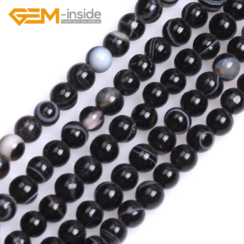 4MM-16MM Round Striped Tibetan Dzi Natural Sardonyx (Onyx) Agates Stone Beads For Jewelry Making Strand 15 Inches DIY GEM-inside