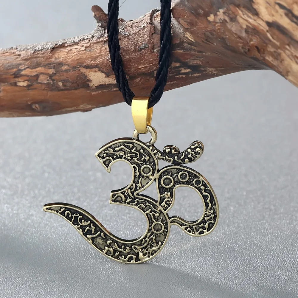 Kinitial Vintage OM Necklace Ohm Pendant Jewelry OM Charm yoga Jewelry Women Ethnic Necklaces Meditation Yoga Jewelry