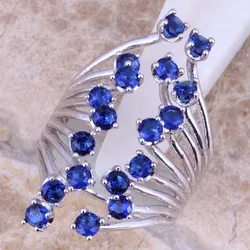 Fetching Blue Cubic Zirconia Silver Plated Ring Size 5 / 6 / 7 / 8 / 9 / 10 S0450