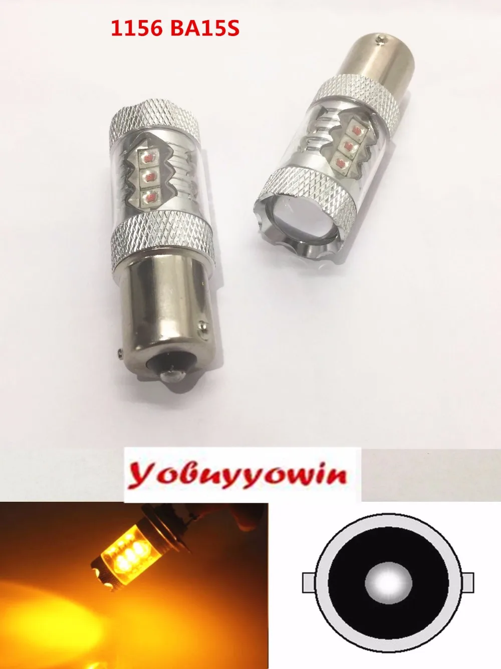 

2PCS/LOT 80w AMBER CANBUS ERROR CREE CHIPS P21W 382 BA15s LED INDICATOR CAR LIGHT BULB